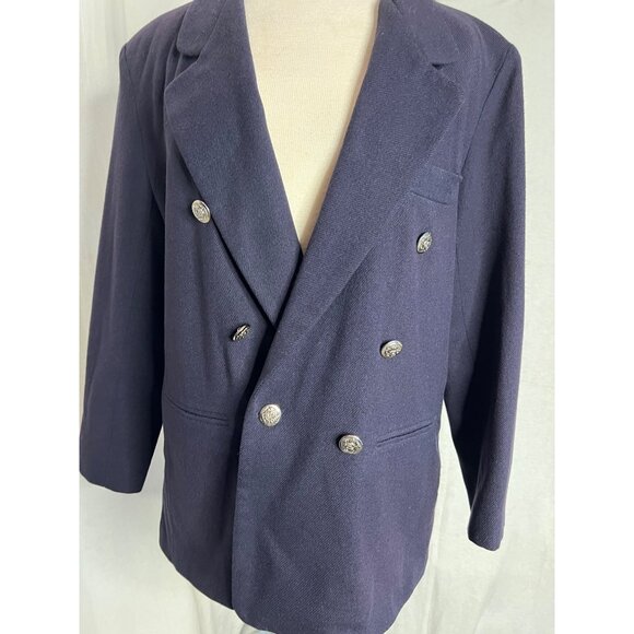 Dumas petite double breast Blazer 12 P Wool USA Corp Core Goth Office - Picture 8 of 16
